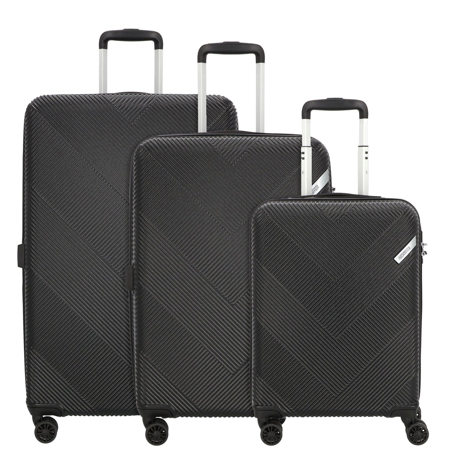 American Tourister Exoline 4 Rollen Kofferset 3 teilig mit Dehnfalte black bei welovebags